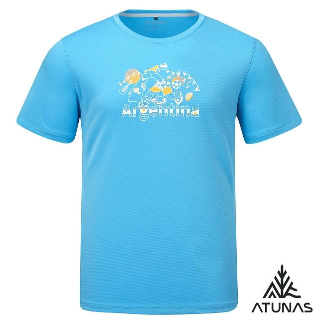 【ATUNAS 歐都納】足球盛典/中性款/好GOAL力循環短袖排汗抑菌抗臭T恤(A6TS2601NC/印花圖T/再生環保