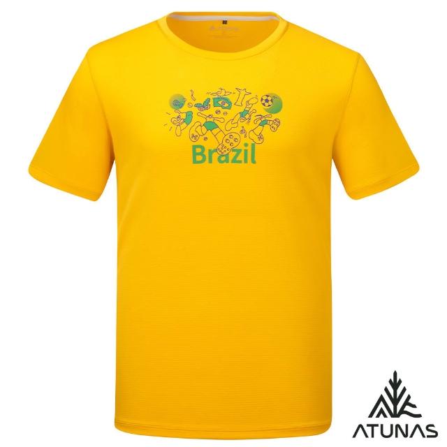 【ATUNAS 歐都納】足球盛典/中性款/好GOAL力循環短袖排汗抑菌抗臭T恤(A6TS2601NC/印花圖T/再生環保