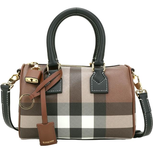 【BURBERRY 巴寶莉】格紋塗層手提/斜背波士頓包(多款可選)(肩背 兩用包 帆布包)