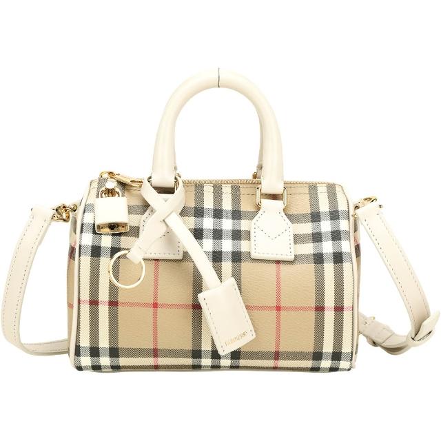 【BURBERRY 巴寶莉】格紋塗層手提/斜背波士頓包(多款可選)(肩背 兩用包 帆布包)