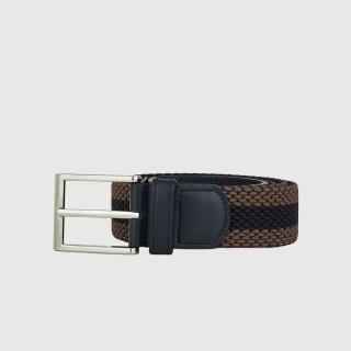 【BRAUN BUFFEL 德國小金牛】都會時尚 雙色編織伸縮皮帶-銀色(BF26B-WEG06342-SNK) 送禮推薦