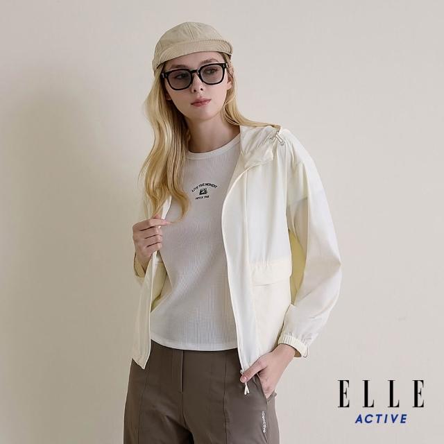 【ELLE ACTIVE】女款 輕薄防曬連帽夾克外套-牙白色(EA26S3W6101#91)