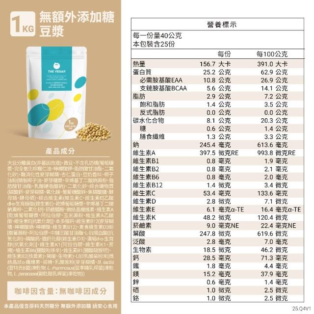 【THE VEGAN 樂維根】經典植物優蛋白 一組入 1KG/袋(優蛋白.高蛋白.蛋白粉.台灣製造.全素)