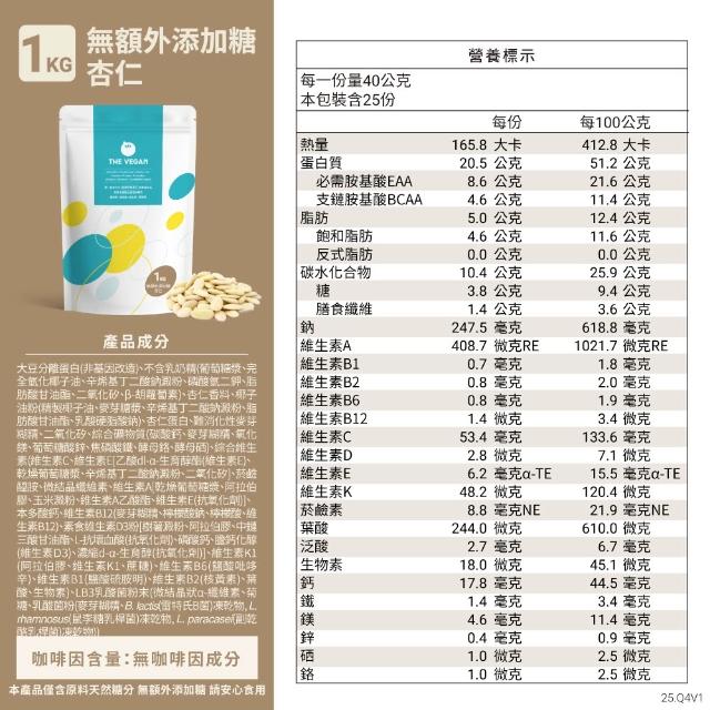 【THE VEGAN 樂維根】經典植物優蛋白 一組入 1KG/袋(優蛋白.高蛋白.蛋白粉.台灣製造.全素)