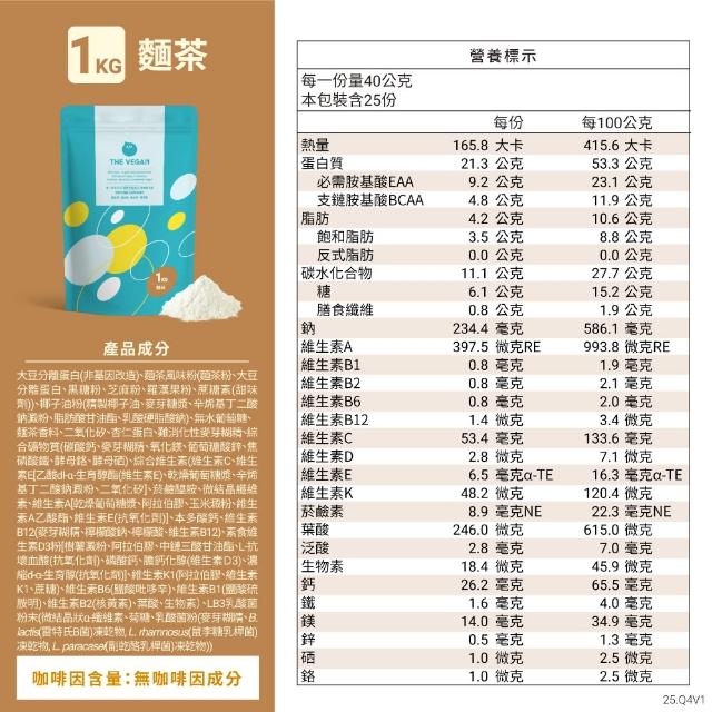 【THE VEGAN 樂維根】經典植物優蛋白 一組入 1KG/袋(優蛋白.高蛋白.蛋白粉.台灣製造.全素)