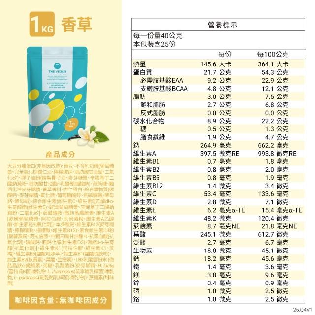 【THE VEGAN 樂維根】經典植物優蛋白 一組入 1KG/袋(優蛋白.高蛋白.蛋白粉.台灣製造.全素)