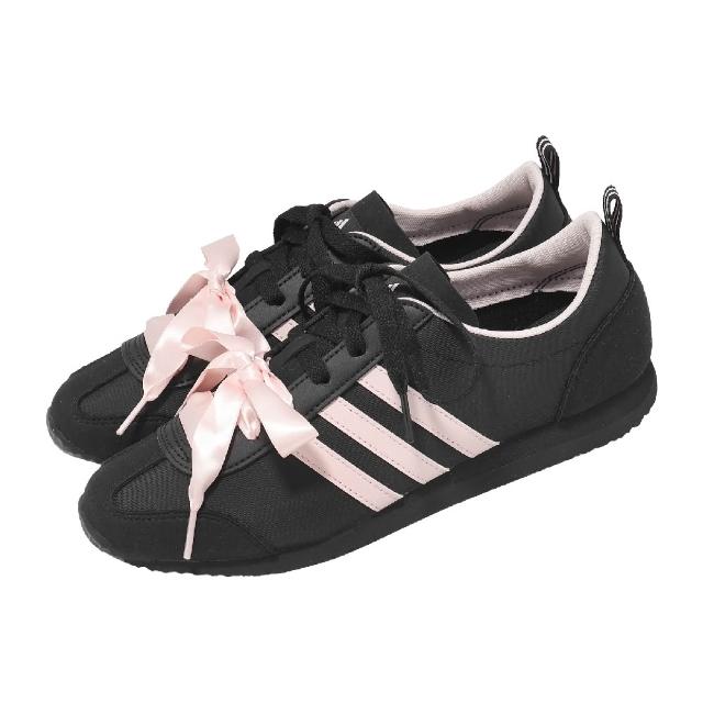 【adidas 愛迪達】休閒鞋 VS JOG 2.0 男鞋 女鞋 黑 粉 復古 緞帶 德訓鞋 KH7659