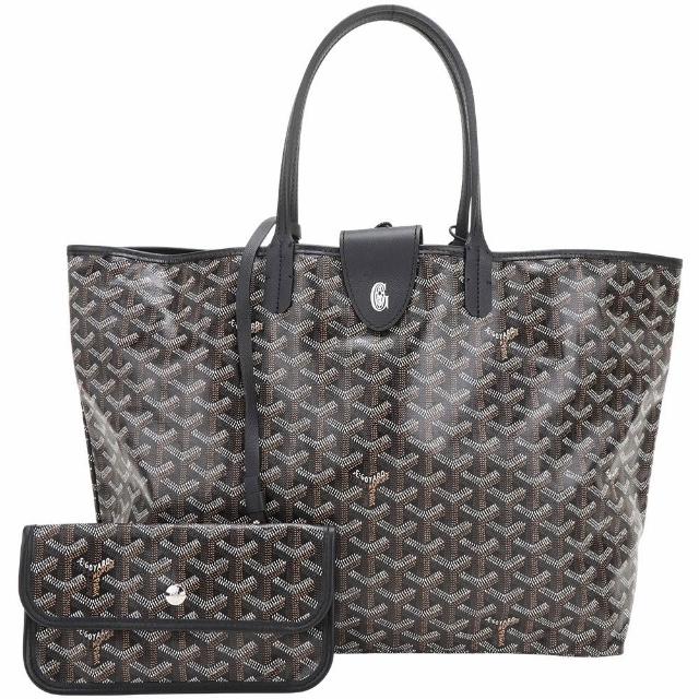【GOYARD 高雅德】St. Louis PM 中款 高雅得防水圖騰磁吸扣帆布肩背托特包 附收納袋-多色可選