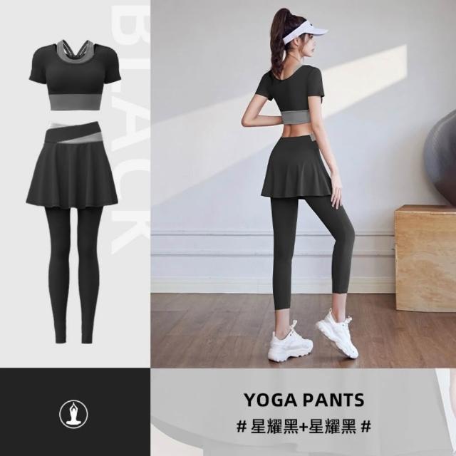 【巴黎精品】現貨限搶 瑜珈服套裝短袖運動服運動上衣休閒女裝瑜伽服-彈力透氣瑜珈褲修身長褲多色b1a54 A