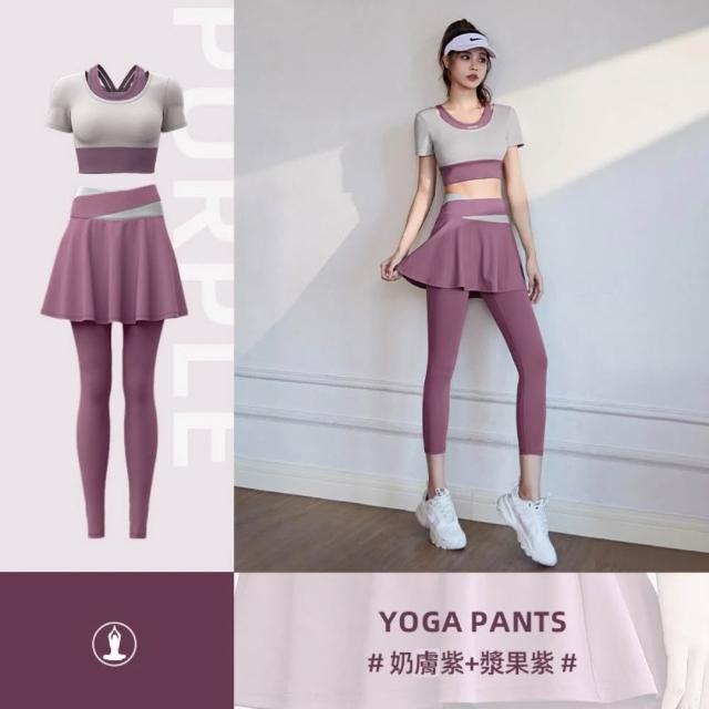 【巴黎精品】現貨限搶 瑜珈服套裝短袖運動服運動上衣休閒女裝瑜伽服-彈力透氣瑜珈褲修身長褲多色b1a54 A