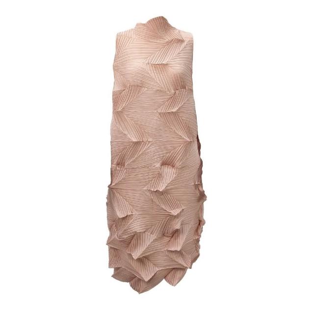 【巴黎精品】現貨+預購 三宅風皺褶衣連身裙壓褶洋裝大尺碼女裝連衣裙(時尚無袖背心女裙子3款b1a63 B)