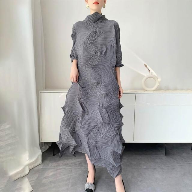 【巴黎精品】現貨+預購 三宅風皺褶衣連身裙壓褶洋裝大尺碼女裝連衣裙(時尚無袖背心女裙子3款b1a63 B)