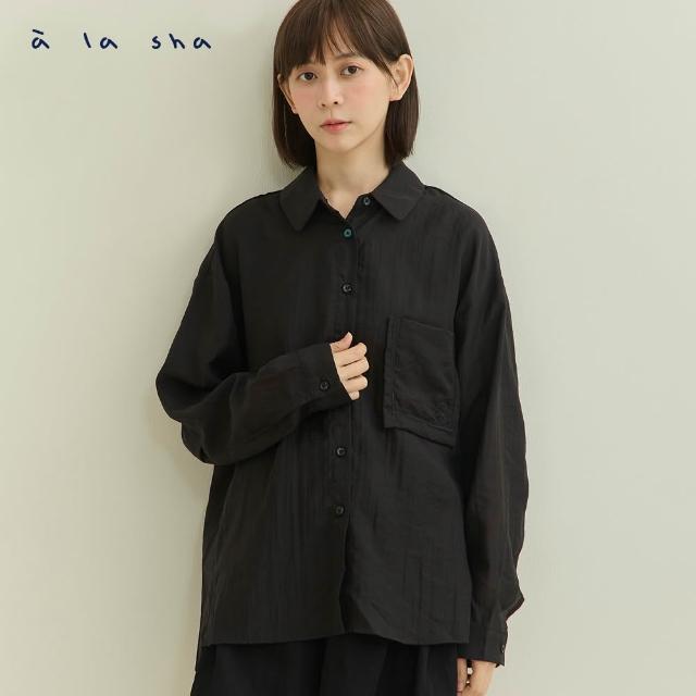 【a la sha】手繪感蘋果喵繡花透膚襯衫