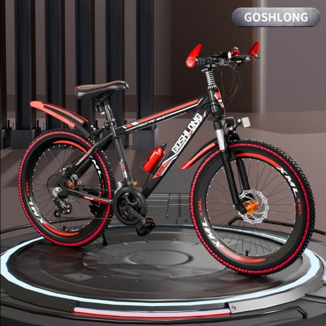 【巧可】山地自行車 鋁合金變速單車 24英寸24速青少年越野腳踏車 前後雙碟剎避震自行車 輻條輪