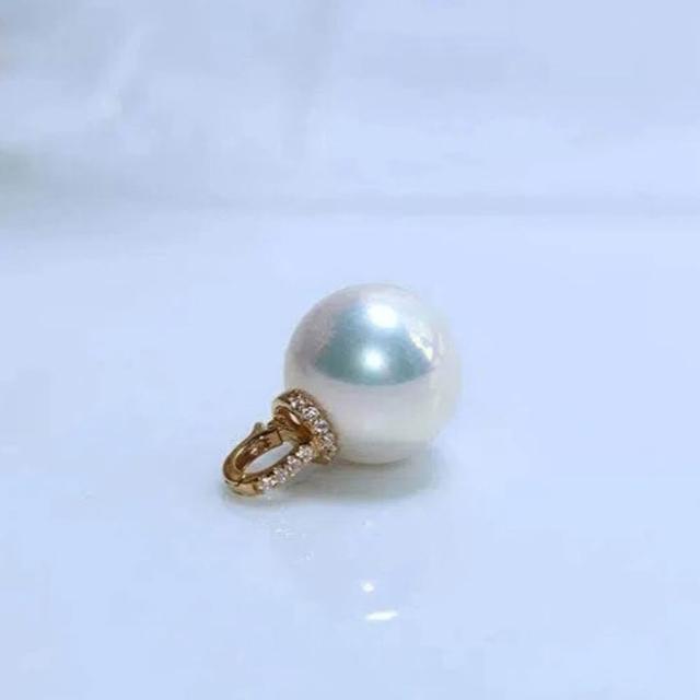 海斯珠寶 12-13mm 天然極光淡水珍珠 18K金吊墜 萬能開口扣 正圓珍珠 優雅氣質 精緻禮物