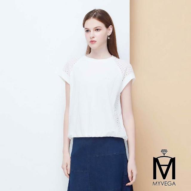 【MYVEGA 麥雪爾】MA幾何簍空蕾絲/雕花娃娃領刺繡上衣-多款任選(日系/女上衣/短袖)