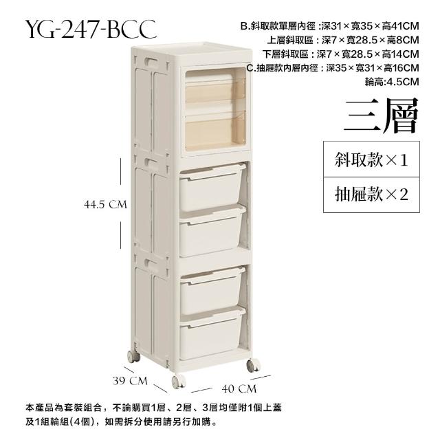 【FL 生活+】三層 斜取款+抽屜款x2 3元素可疊加附輪折疊收納箱 收納櫃 面寬40公分 免工具組裝 自由疊加