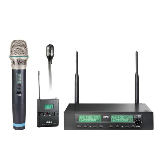 【MIPRO】ACT-312 類比雙頻道無線麥克風UHF (ACT-32H / MU80 配件六擇一)