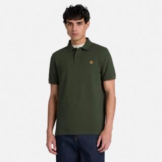 【Timberland】男款綠色刺繡LOGO短袖Polo衫(A2AC1U31)