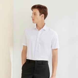 【G2000】男款 免熨防皺輕量吸濕排汗斜紋短袖上班襯衫-白色(4113321200) 面試 職場 通勤穿搭