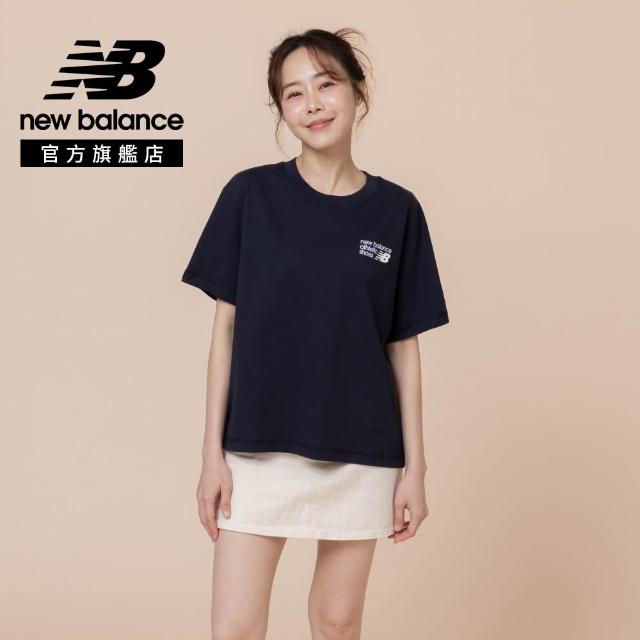 【NEW BALANCE】NB LOGO短袖上衣_女性_深藍/淺灰色_WT62B7V2AHH_WT62B7V2DNT(美版 版型偏大)