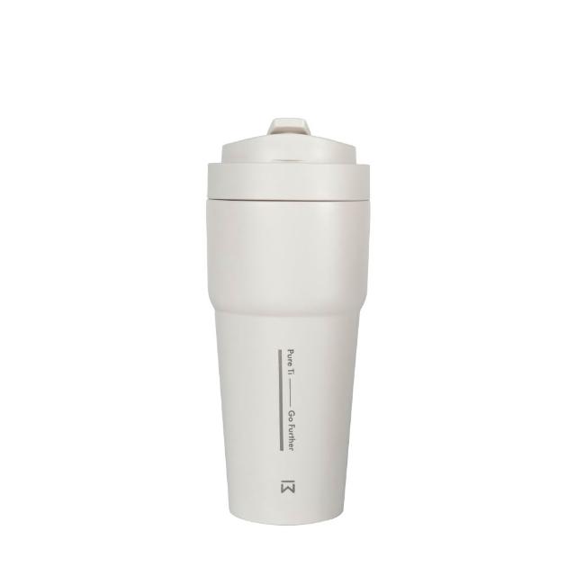 【WOKY 沃廚】純鈦渾圓杯(Pure Ti) 770ml-附彈跳吸管(鈦杯/保溫瓶/吸管杯/咖啡杯)