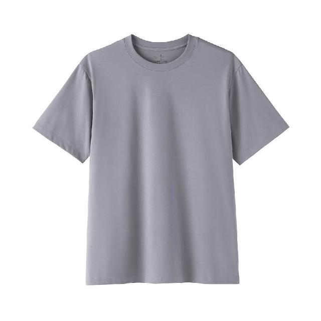 【MUJI 無印良品】男天竺圓領短袖T恤(白色/淺灰/黑色/淺綠/卡其綠/藍色/灰白)