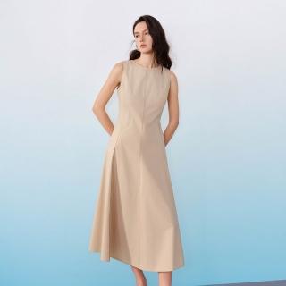 【G2000】女款 圓領無袖長洋裝-杏色(6123304611)