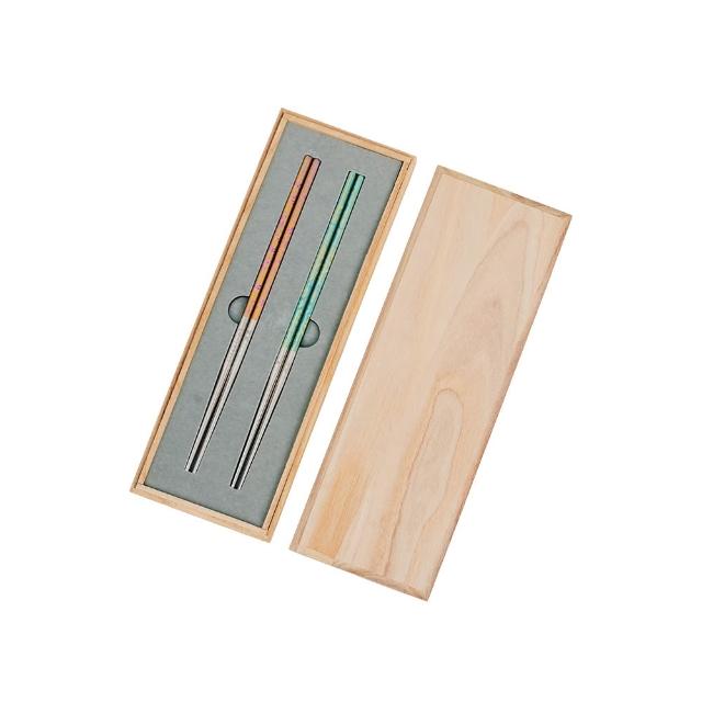【Titanium 鈦造】純鈦餐具系列 純鈦箸 一期一會 雙箸禮盒(鈦金屬 環保餐具 環保筷 禮盒)