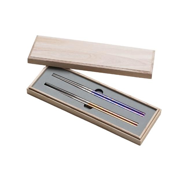 【Titanium 鈦造】純鈦餐具系列 純鈦箸 一期一會 雙箸禮盒(鈦金屬 環保餐具 環保筷 禮盒)