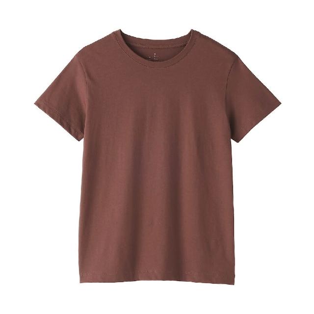 【MUJI 無印良品】女天竺圓領短袖T恤(白色/黑色/磚紅/淺黃/薰衣草紫/黑橫紋/黑紋樣/粉紅紋樣/灰棕紋樣)