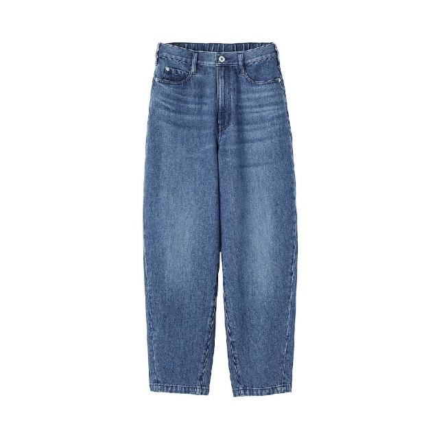 【MUJI 無印良品】女吉貝木棉混丹寧繭型褲(藍色/暗藍)