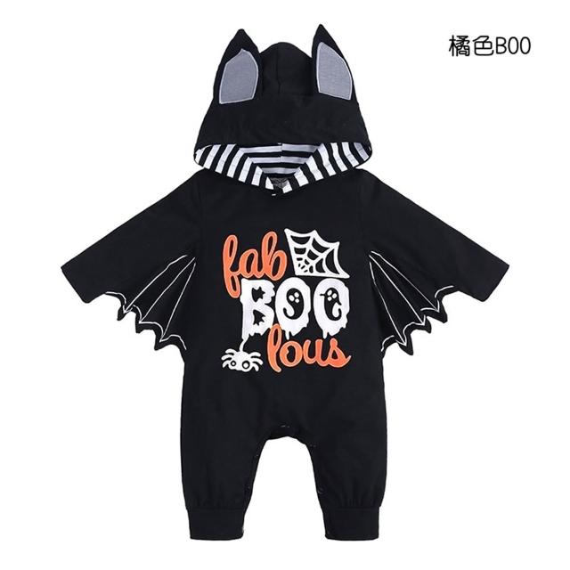 【橘魔法】萬聖插圖蝙蝠翅膀長袖連身包屁衣 男童 女童 兒童 童裝 萬聖節 連體衣 角色扮演 裝扮 表演