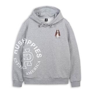 【Hush Puppies】男裝 帽T 立體品牌字刺繡狗帽T (麻灰 / 64102901)