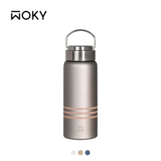 【WOKY 沃廚】Ti純鈦提手保溫瓶500ml(鈦杯/隨行杯/飲料杯/保溫杯/保溫瓶)