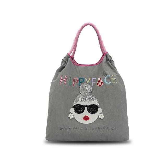 【HAPPYFACE】怪甜心EMMA刺繡購物袋 大容量輕量防潑水托特袋(C20265)