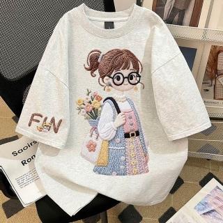 【LANNI 藍尼】★卡通印花寬鬆圓領T恤 四款任選(女裝/短袖上衣/休閒/百搭/日系/通勤)
