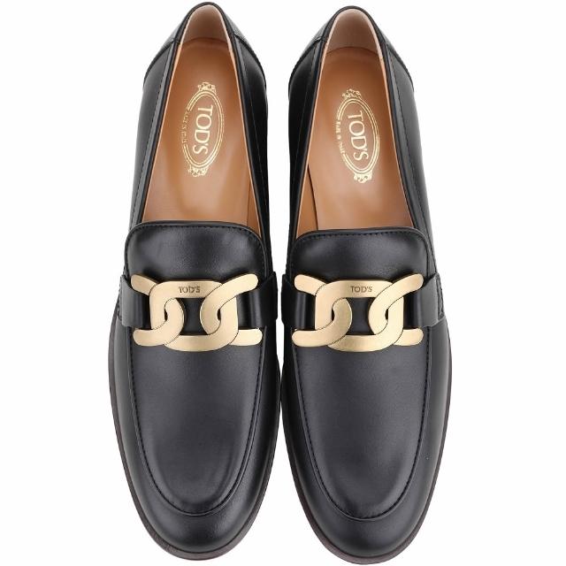 【TOD’S】TODS Kate 金屬釦飾木紋低跟小牛皮樂褔鞋-多色可選(真皮 女鞋 義大利精品)