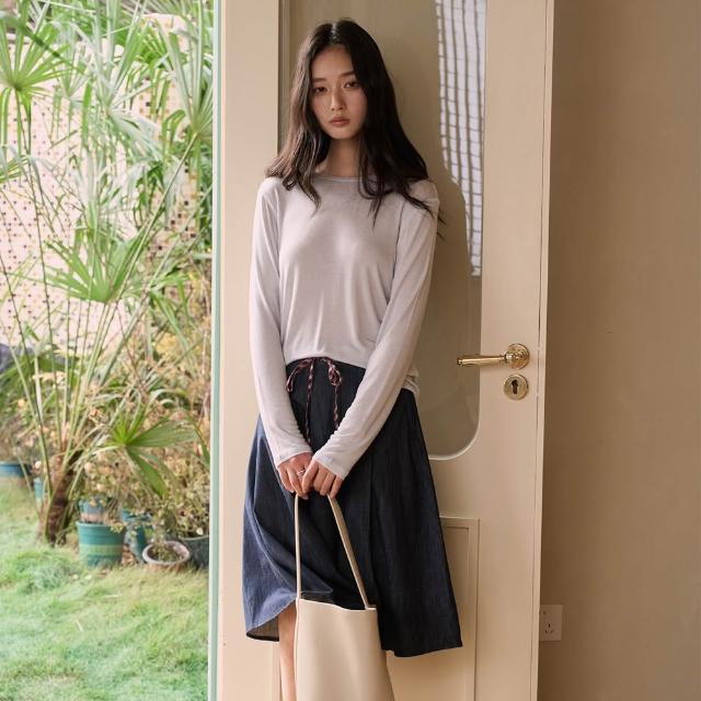 【BODYAIR】透薄桑蠶絲羊毛莫代爾長袖罩衫上衣(T恤.襯衣.鬆軟.CASUAL)