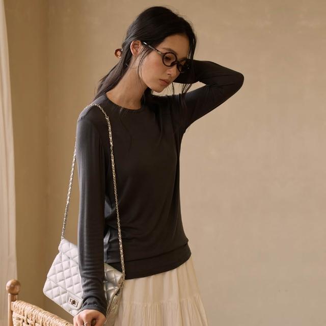 【BODYAIR】透薄桑蠶絲羊毛莫代爾長袖罩衫上衣(T恤.襯衣.鬆軟.CASUAL)