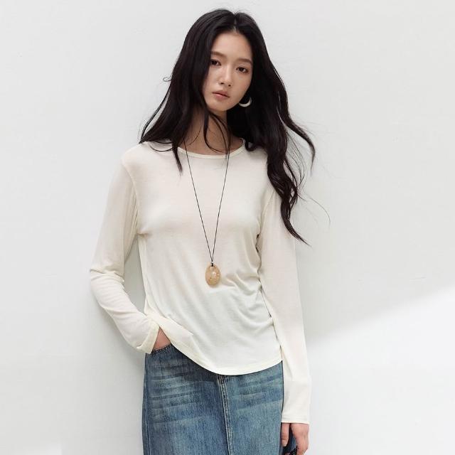 【BODYAIR】透薄桑蠶絲羊毛莫代爾長袖罩衫上衣(T恤.襯衣.鬆軟.CASUAL)