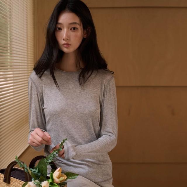 【BODYAIR】透薄桑蠶絲羊毛莫代爾長袖罩衫上衣(T恤.襯衣.鬆軟.CASUAL)