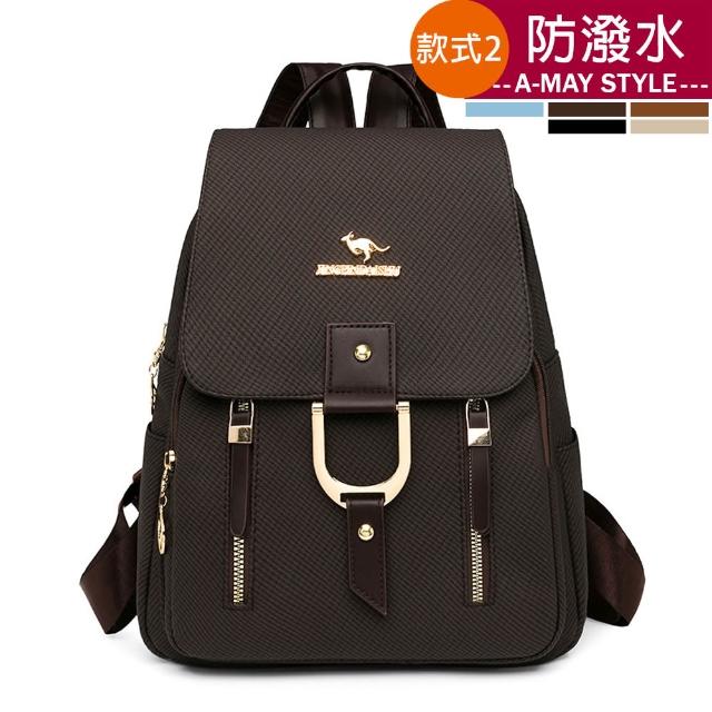 【Amay Style 艾美時尚】秋新品 女包 旅行雙肩包 防潑水質感壓紋設計手提雙肩後背包(5色共兩款.預購)