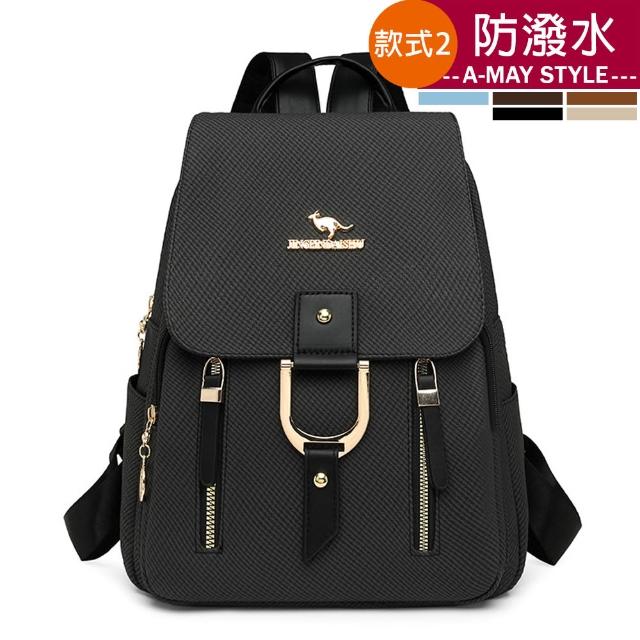 【Amay Style 艾美時尚】秋新品 女包 旅行雙肩包 防潑水質感壓紋設計手提雙肩後背包(5色共兩款.預購)