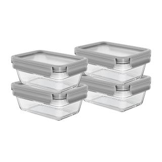 【Tefal 特福】新一代無縫膠圈耐熱玻璃保鮮盒/便當盒850ML(4入組)