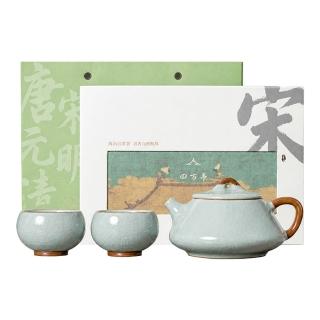 【艾嘉圖】茶具 米黃茶具 汝瓷石瓢壺 陶瓷手工汝窯 開片茶壺 家用功夫茶具 泡茶壺 汝窯觀嵐茶壺