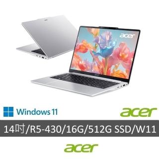 【Acer 宏碁】14吋Ryzen AI 5輕薄AI筆電(Swift Lite/SFL14-62M-R0BU/R5-430/16G/512G/W11)