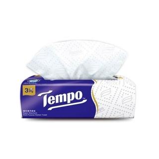 【TEMPO】極吸萬用3層抽取式廚房紙巾-60抽/共24包入2箱組(萬用紙巾/廚房料理必備/食安認證/擦手紙)