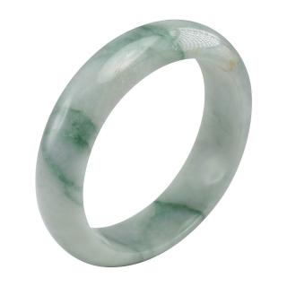 【漢石齋】天然翡翠A貨 手鐲玉鐲 飄花種帶黃翡 福 利 品(手圍17.6/ 版寬16mm)