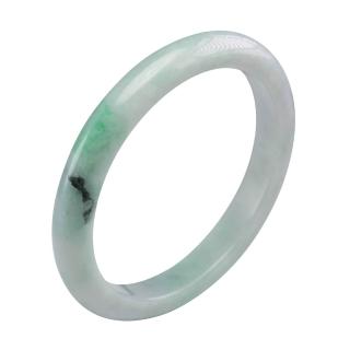 【漢石齋】天然翡翠A貨 手鐲玉鐲 細糯種飄花帶辣綠 福 利 品(手圍18.4/ 版寬9.4mm)